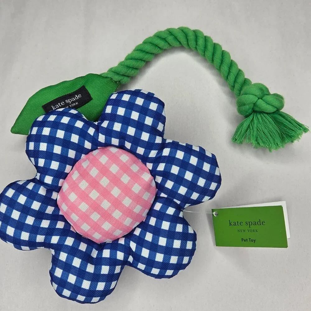 NWT Kate Spade Gingham Dog Tug Toys 2 Pack